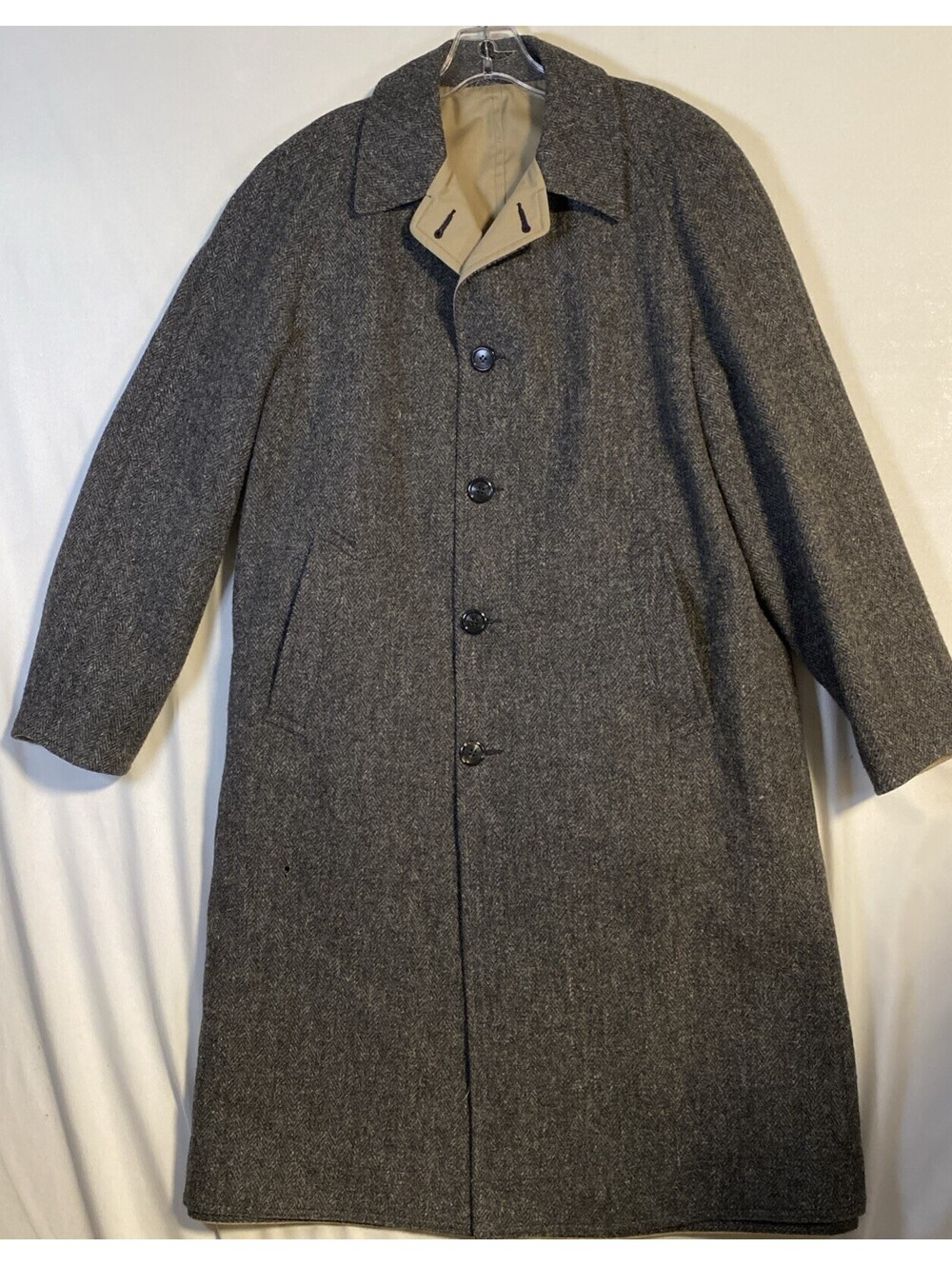 VTG Men’s Zero King "Commuter" Reversible Coat Overcoat USA Sz 38, Wool & Cotton